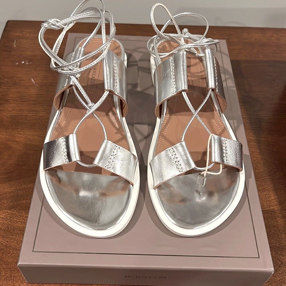 BCBG MaxAzria Sandals In Silver. leather - Picture 2 of 6